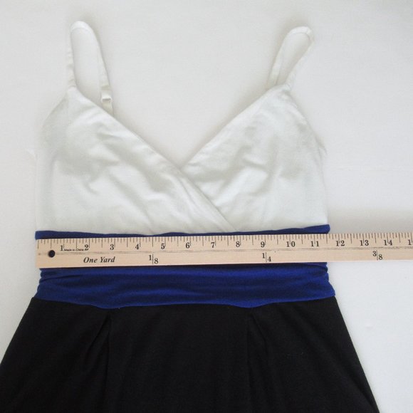 Express XS Fit and Flare Color-block Mini Dress Y2K Blue, Black White w/Straps - Picture 5 of 9